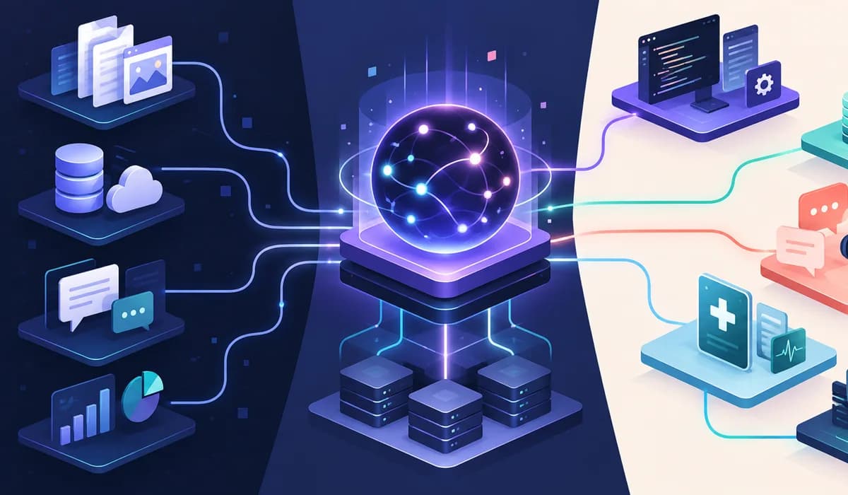 Six-part AI agent startup market map covering infrastructure, development platforms, horizontal work, customer interactions, vertical workflows, and governance