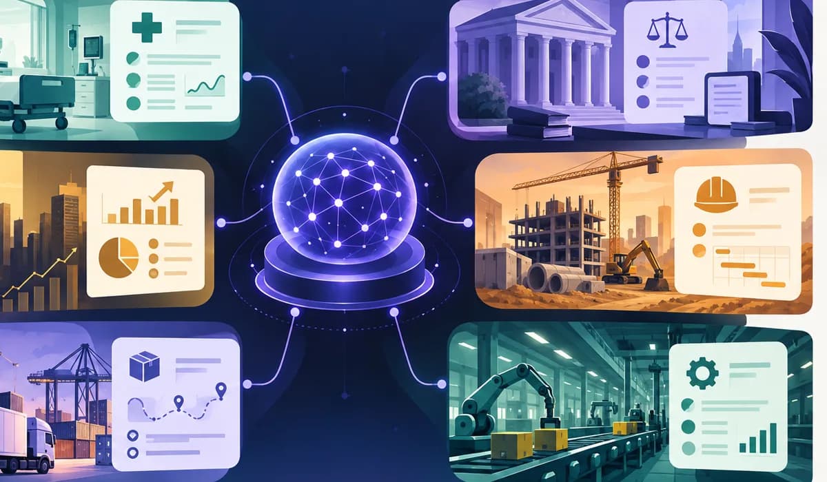 A vertical AI defensibility loop connecting domain workflow access, structured corrections, evaluation quality, buyer trust, deeper permissions, and expansion